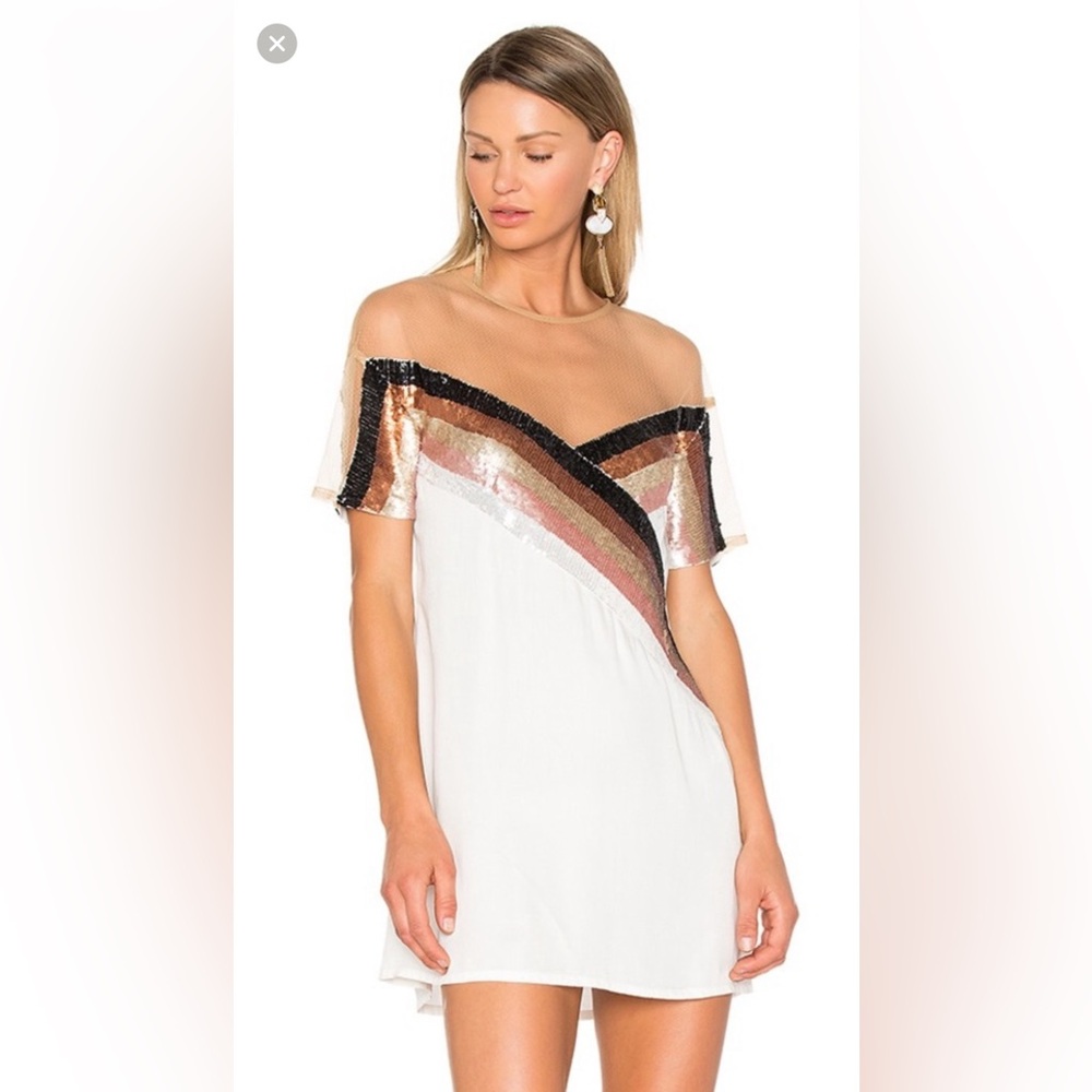 NBD Mireya Mini Dress in Galatic Stripe Sz Sm